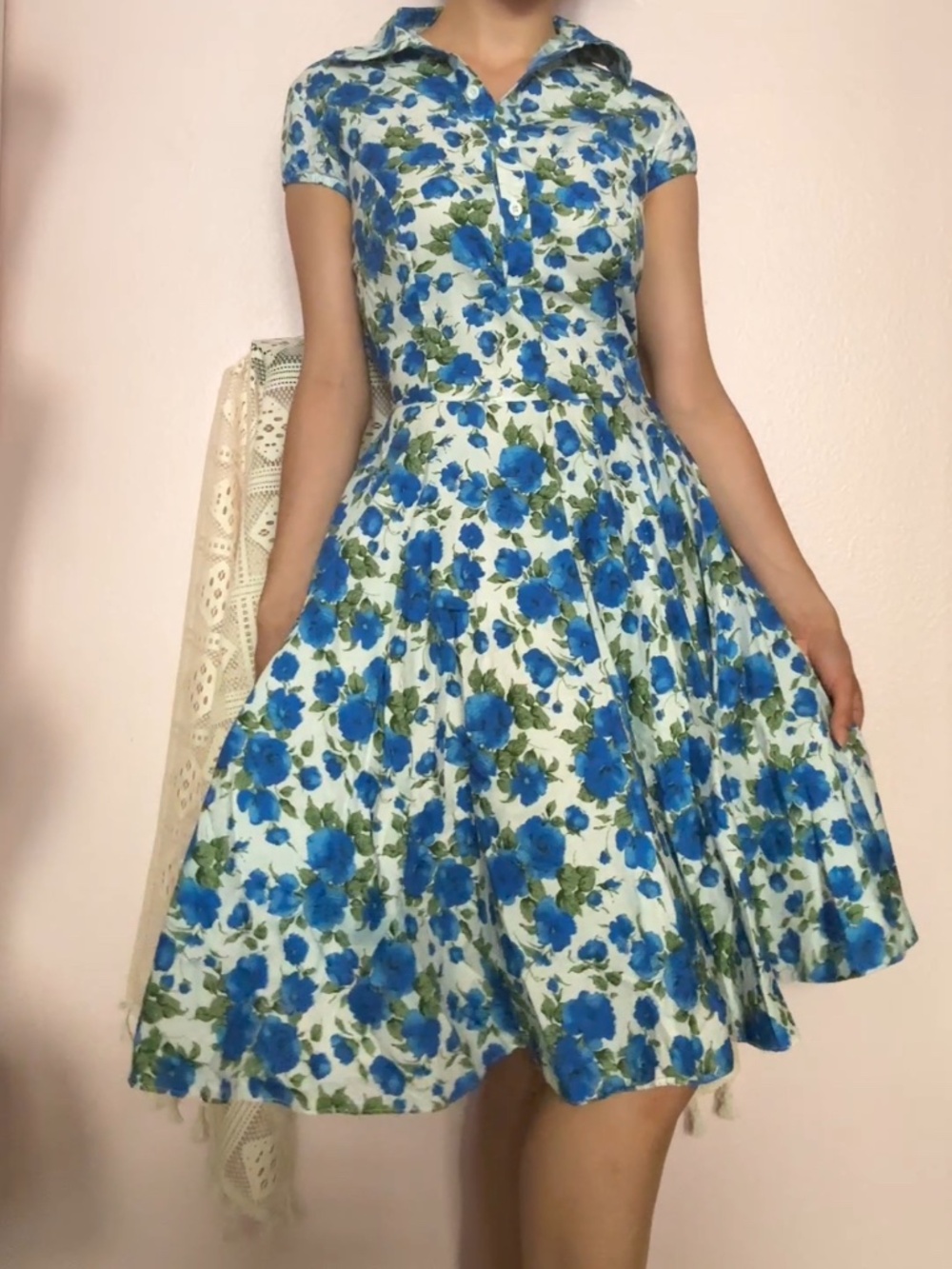 Vintage 1960's Maddie Tang Floral Print Cotton Dress